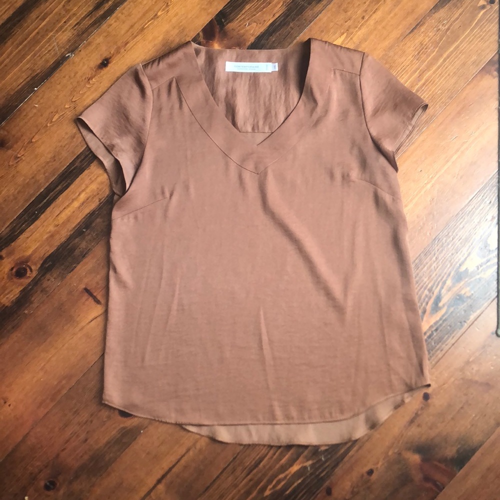 Short Sleeve Satin Blouse - Small
